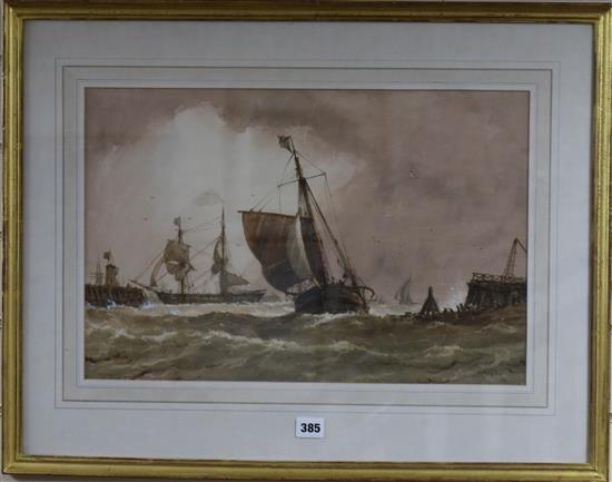 Richard Henry Nibbs (1816-1893), watercolour, Pilot Ship Entering Shoreham Harbour, 33cm x 49.5cm